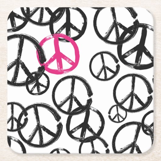 Friedenssymbol Rechteckiger Pappuntersetzer (Vorderseite)