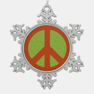 Friedenssymbol Schneeflocken Zinn-Ornament
