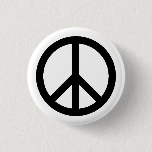 Friedenssymbol Schwarz-weiße Taste Button (Vorderseite)