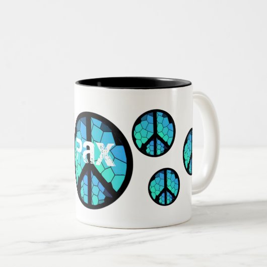 Friedenssymbol-Tasse - Pax! Zweifarbige Tasse (VorderseiteRechts)