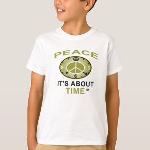FRIEDENSsymbol-UHR-OM T-Shirt (weiß)