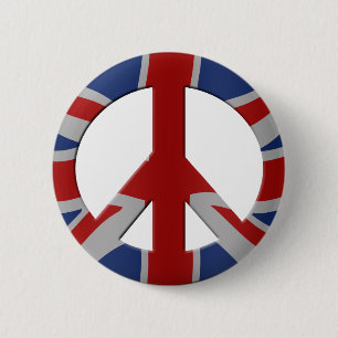 Friedenssymbol und Union Jack Button