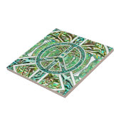 Friedenssymbol, Yin Yang, Baum des Lebens im Grün Fliese (Seite)