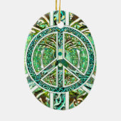 Friedenssymbol, Yin Yang, Baum des Lebens im Grün Keramik Ornament (Hinten)