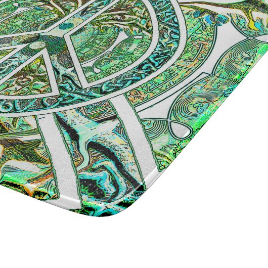 Friedenssymbol, Yin Yang, Baum des Lebens im Grün Schneidebrett (Ecke)