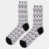 Friedenssymbol Zeichen - 60er Hippie Elegantes Wei Socken (Linkes Detail)