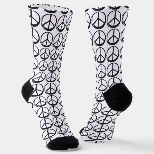 Friedenssymbol Zeichen - 60er Hippie Elegantes Wei Socken (Gewinkelt)