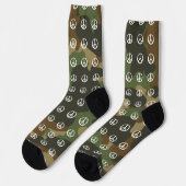 Friedenssymbol Zeichen Friedliches Grün Khaki Tarn Socken (Linkes Detail)
