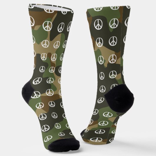 Friedenssymbol Zeichen Friedliches Grün Khaki Tarn Socken (Gewinkelt)