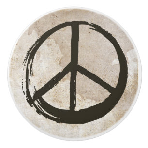 Friedenssymbol Zeichen Hippie Liebe 1960er Gebürst Keramikknauf