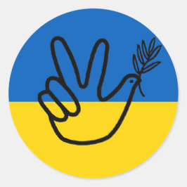 Friedenstaube auf der ukrainischen Flagge Runder Aufkleber