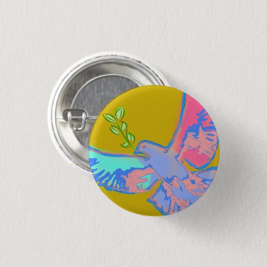Friedenstaube, kein Kriegsgelb Button (Vorne & Hinten)