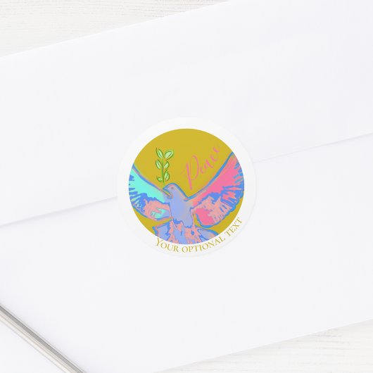 Friedenstaube, kein Kriegsgelb Runder Aufkleber