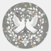 Friedenstauben auf Blätter Runder Aufkleber (Vorderseite)