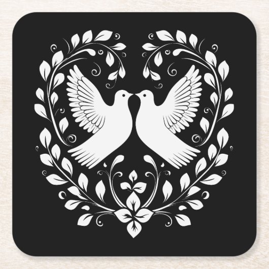 Friedenstauben Rechteckiger Pappuntersetzer (Vorderseite)