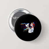 Friedenstaubenmädchen Unterstützung der Ukraine mi Button (Vorne & Hinten)