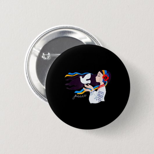 Friedenstaubenmädchen Unterstützung der Ukraine mi Button (Vorne & Hinten)