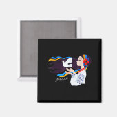 Friedenstaubenmädchen Unterstützung der Ukraine mi Magnet (Vorderseite/Rückseite)