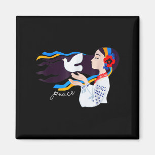 Friedenstaubenmädchen Unterstützung der Ukraine mi Magnet