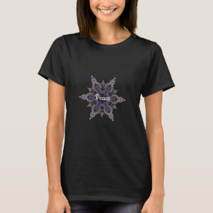 Friedenstext für Lila Kaleidoskop-Schneeflocke T-Shirt