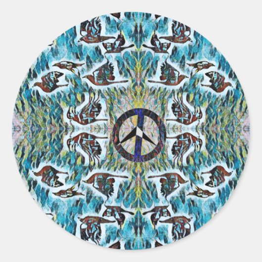 Friedensvögel Runder Aufkleber (Vorderseite)