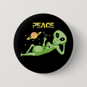 Friedensweltraum-Alien-Knopf Button