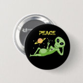 Friedensweltraum-Alien-Knopf Button (Vorne & Hinten)