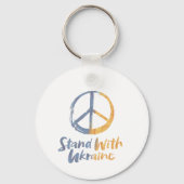 FRIEDENSymbol Blauer Gelber Stand mit Ukraine Schlüsselanhänger (Rückseite)