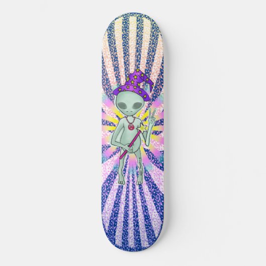 Friedenszauberer Alien Skateboard (Vorderseite)