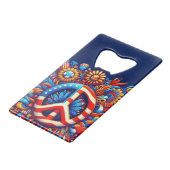 Friedenszeichen - 4. Juli Unabhängigkeitstag - Gro Geldbeutel Flaschenöffner (Vorderseite Schrägansicht)