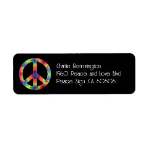 Friedenszeichen-Adressaufkleber Regenbogen Hippie