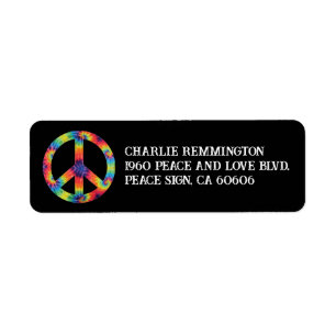 Friedenszeichen-Adressaufkleber Regenbogen Hippie