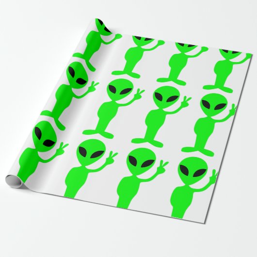 Friedenszeichen Alien niedlich Geschenkpapier (Ungerollt)
