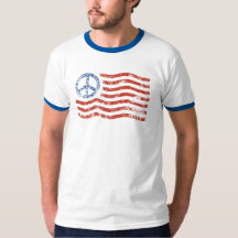 Friedenszeichen-amerikanische Flaggen-T - Shirt