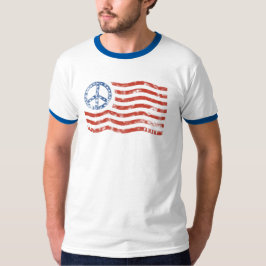 Friedenszeichen-amerikanische Flaggen-T - Shirt