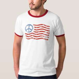 Friedenszeichen-amerikanische Flaggen-T - Shirt