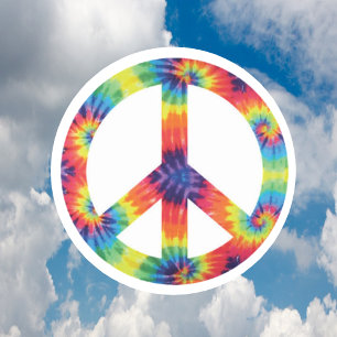 Friedenszeichen-Aufkleber - Regenbogen-Hippy-Desig Runder Aufkleber
