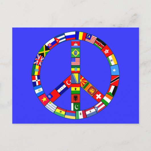 Friedenszeichen aus Flaggenprodukten Postkarte (Vorderseite)