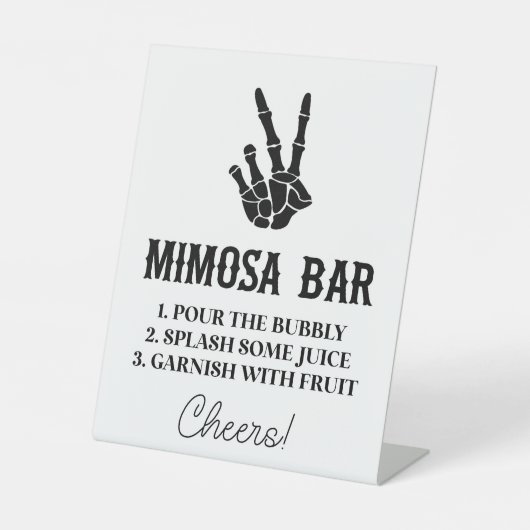 Friedenszeichen bis Tod Do us Party Mimosa Bar Sig Sockelschild (Vorderseite)