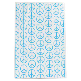 Friedenszeichen Blau Groovy Retro Spaß Mittlere Geschenktüte