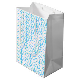 Friedenszeichen Blau Groovy Retro Spaß Mittlere Geschenktüte