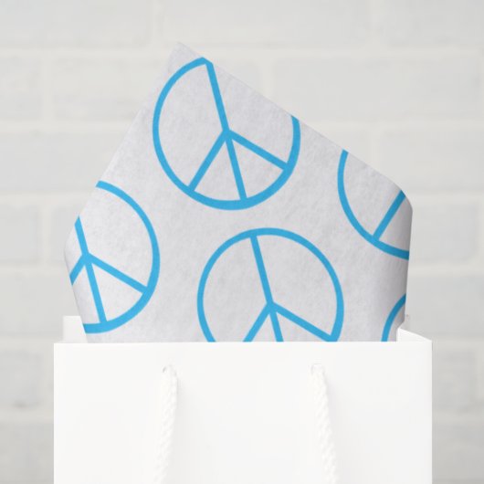 Friedenszeichen Blau Groovy Retro Spaß Seidenpapier (Geschenktüte)