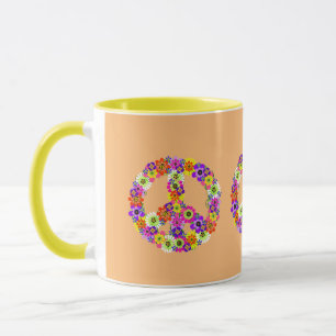 Friedenszeichen-Blumen auf Pfirsich Tasse