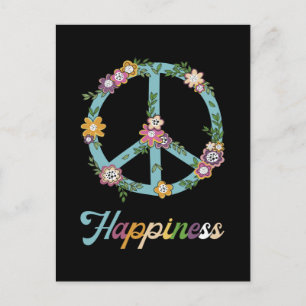Friedenszeichen Blumen Bunte Glückseligkeit Hippie Postkarte