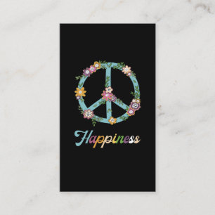 Friedenszeichen Blumen Bunte Glückseligkeit Hippie Visitenkarte