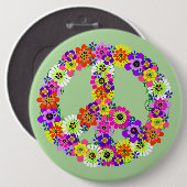 Friedenszeichen Blumen Button (Vorne & Hinten)