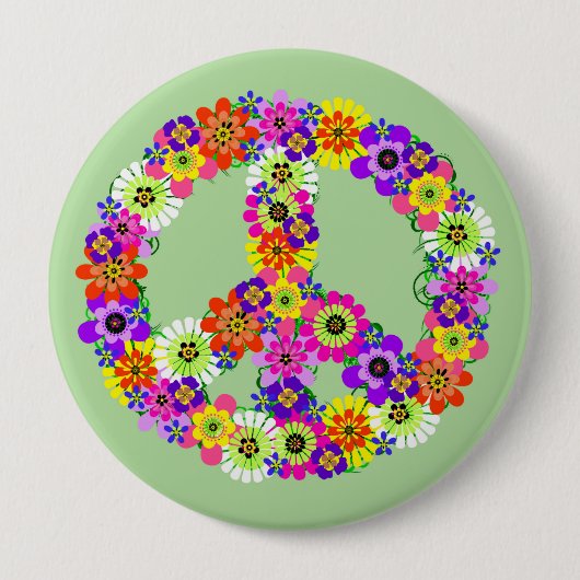 Friedenszeichen-Blumen Button (Vorderseite)