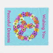 Friedenszeichen Blumen in Friedlichem Blau Träume Fleecedecke (Vorderseite (Horizontal))