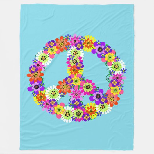 Friedenszeichen Blumen in Light Blue Fleecedecke (Vorderseite)