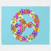 Friedenszeichen Blumen in Light Blue Fleecedecke (Vorderseite (Horizontal))